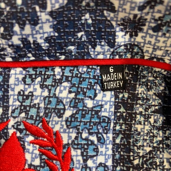 Au Noir Mens Patterned Long Sleeve Shirt Size 6/2XL Navy & Light Blue stretchy - Picture 8 of 14